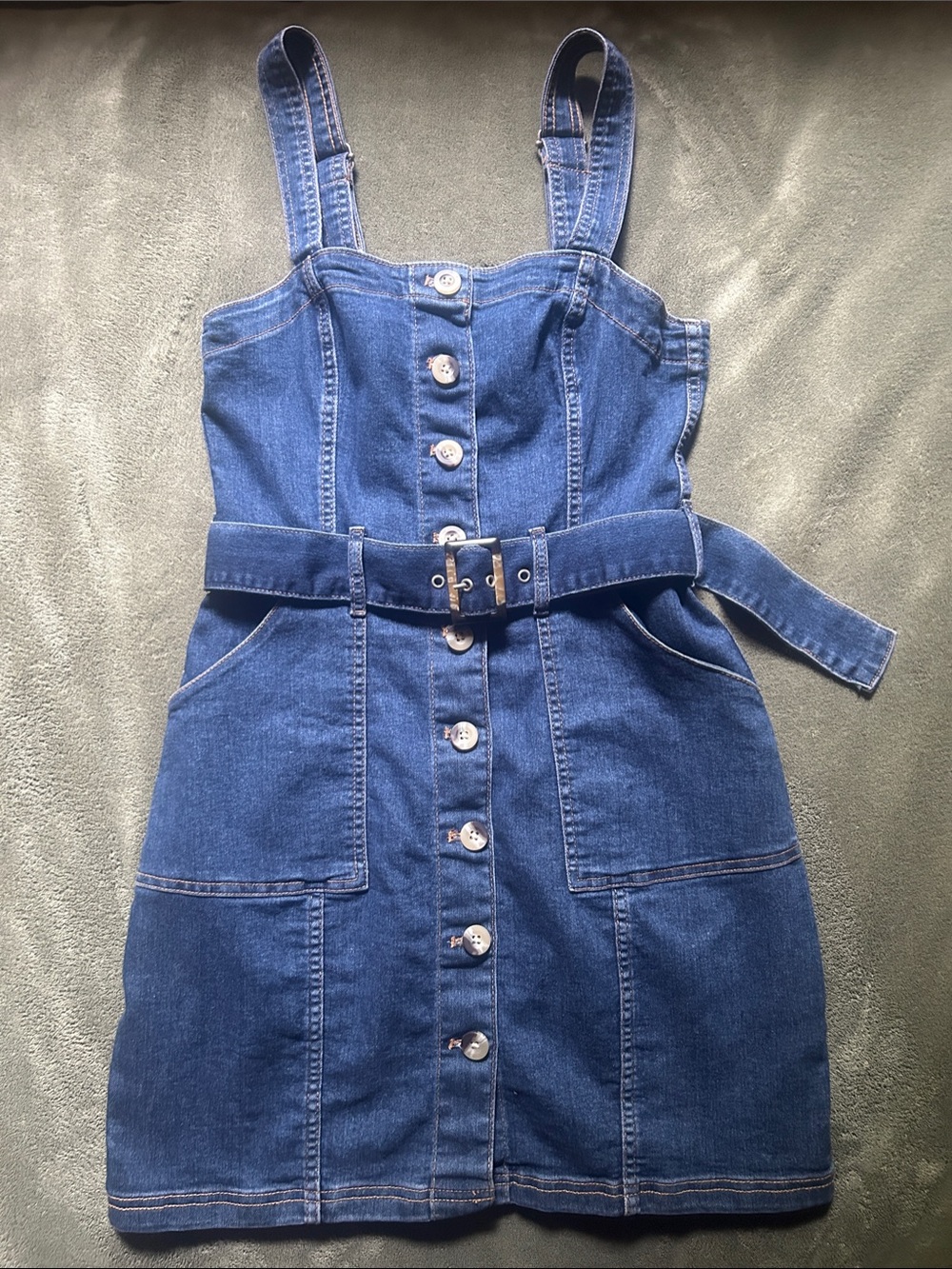 Denim Dress with Belt